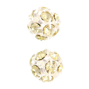 Perle ceski kristal 8mm 2 kom, kristal boja svijetlo žuta-srebrena podloga