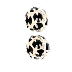 Perle ceski kristal 8mm 2 kom, kristal boja crna-srebrena podloga