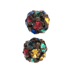 Perle ceski kristal 8mm 2 kom, kristal boja multi-bakrena podloga