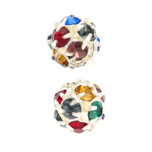 Perle ceski kristal 8mm 2 kom, kristal boja multi-srebrena podloga