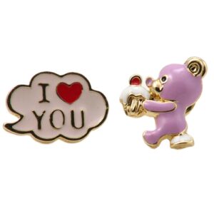 Naušnice I love you vel 15x15x12 mm, emajl