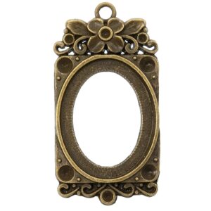 Privjesak okvir s podlogom 2 kom, vel 48x26-30x24 mm, boja:antik bronca MD30