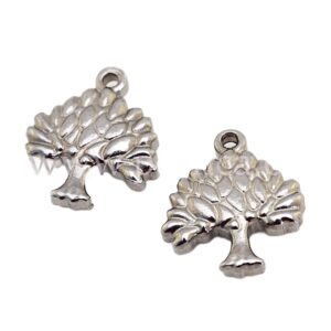Privjesak Drvo života, nehrđajući čelik SS304, vel.16x14x3 mm, boja: inox, 1 kom, SS21