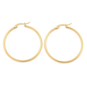 Naušnice od nehrđajućeg čelika SS304 vel 38,5x2 mm, pozlata 18 karat. zlatom SS53