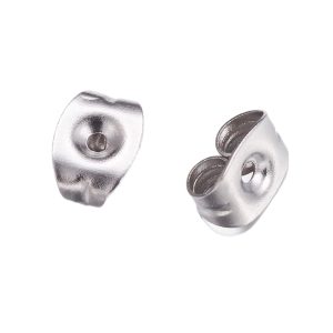 Leptirić za naušnice vel. 6x4,5x3 - 0,7 mm, od nehrđajućeg čelika SS304 ,20 kom, boja: inox SS 7