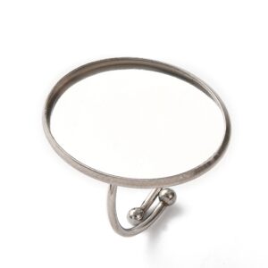 Prsten SS304 vel 17 mm, ovalna pločica 25x18 mm, 1 kom, prilagodljiva veličina , boja: inox SS15