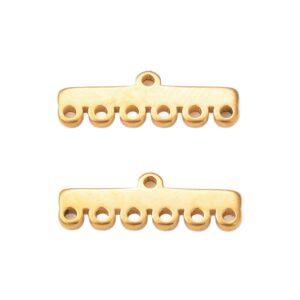 Terminal Chandelier od nehrđajućeg čelika SS304,  vel.5x16,5x1,5 mm , 6 rupa vel. 1,5 mm, 2 kom, boja: zlatna SS39