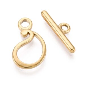 Kopča toggle od nehrđajućeg čelika SS304 vel 17x10x2 mm, klipić 17x5x2 mm,  boja zlatna 1 kom, SS22