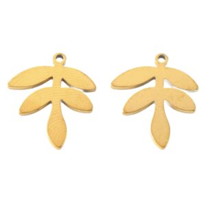 Privjesak List od nehrđajućeg čelika SS304 vel.18x15x1mm, ION pozlata, 2 kom, SS43