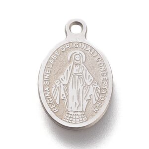 Medaljica  Čudotvorne Gospe  od nehrđajućeg čelika SS304 vel.15x9x0,7mm, 1 kom , boja:inoxSS10