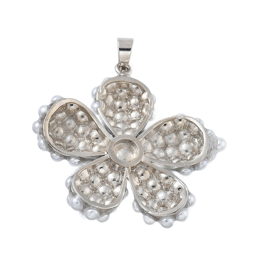 Privjesak Cvijet, od mjedi, pozlata platinom, vel 36x36x9 mm, rupa 3,5x6 mm, 1 kom CZ1 - Slika 4