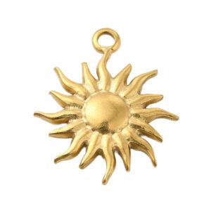 Privjesak Sunce od nehrđajućeg čelika SS304 vel.23x20x2 mm,  ION pozlata, 1 kom, SS43