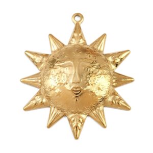 Privjesak Sunce od nehrđajućeg čelika SS304, vel.45x39x6 mm, s kopčom 50x39x6 mm, pozlata 18 Karat.zlatom, 1 kom SS78