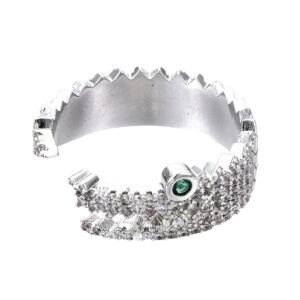 Prsten Krokodil od mjedi, vel 17,5 mm, pozlata pravom platinom, ukrašen s cubic cirkonijima, bez kadmija, nikla i olova CZ1