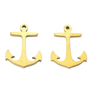 Privjesak Sidro od nehrđajućeg čelika SS304 vel.17x13x1mm, alka: 1.5 mm. 2 kom, boja:zlatna SS120