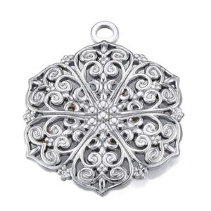 Privjesak Cvijet od nehrđajućeg čelika SS304 vel.29x23x3 mm, alka 2 mm, boja: inox, 1 kom, SS110