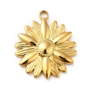 Privjesak "Cvijet", od nehrđajućeg čelika SS304 vel.25x22x3,3mm, alka 1,8mm,pozlata18 karat.zlatom, 1 kom, SS110