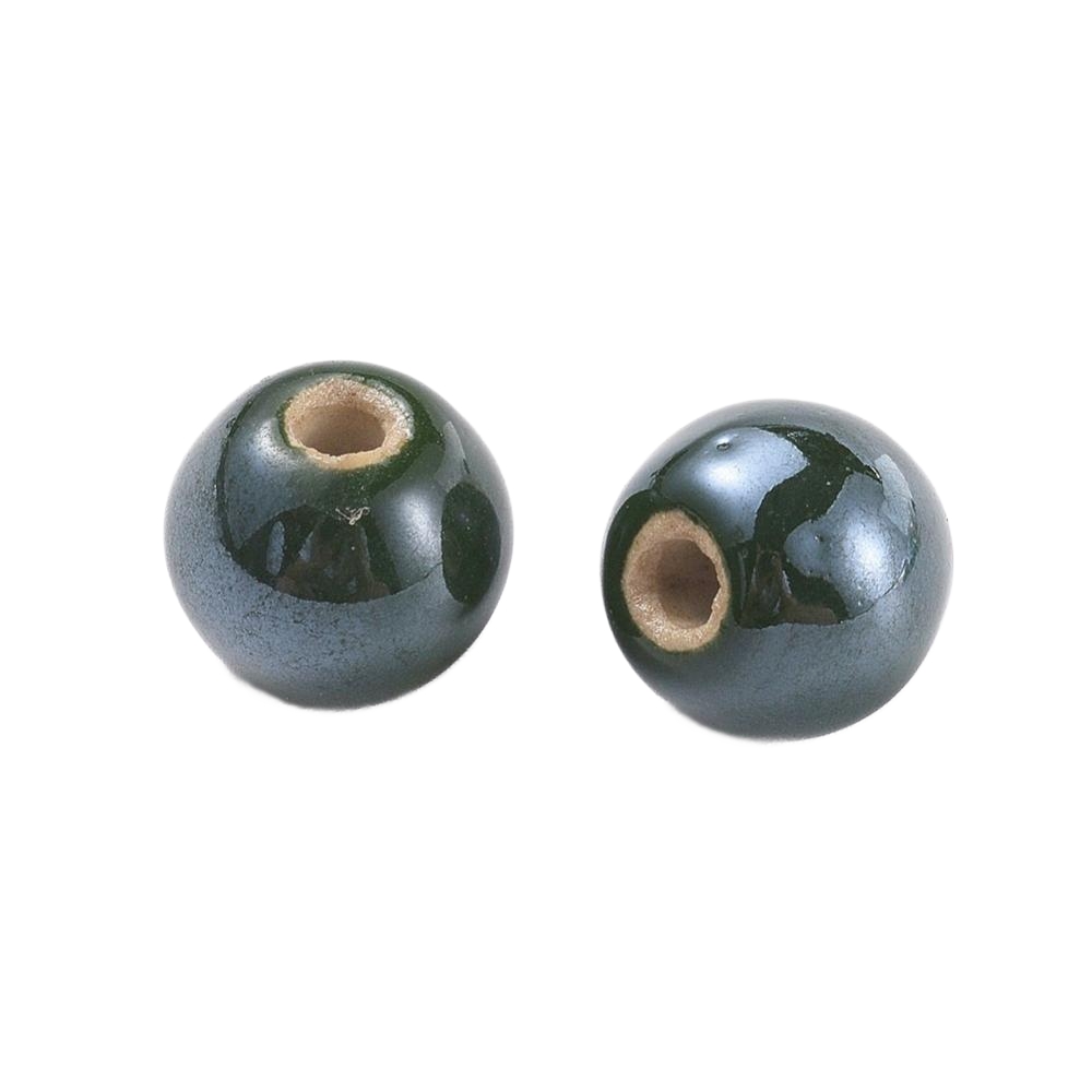 Perlica keramika glazirana 5 mm, rupa 2 mm, 10 kom u paketu, boja: tamno zelena KER02
