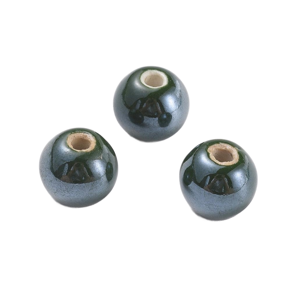 Perlica keramika glazirana 5 mm, rupa 2 mm, 10 kom u paketu, boja: tamno zelena KER02 - Slika 2
