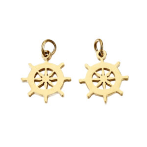 Privjesak kormilo,od nehrđajućeg čelika SS304 mm, vel.9x7,5x1 mm, pozlata 14 karat.zlatom, 1 kom, SS120