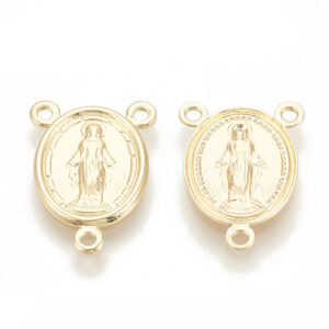 Element za krunicu 2 kom, mjed pozlaćena s 18 karatnim zlatom, vel. 17x12x1 mm, bez nikla, kadmija i olova MD8