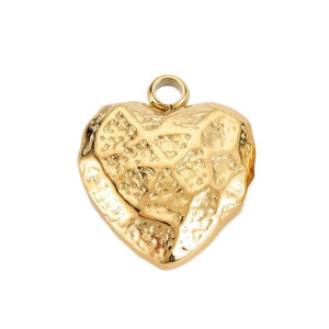 Privjesak Srce, nehrđajući čelik SS304, ION pozlata 14 karat.zlatom, vel.14x12x5mm, alka 1,8 mm, 1 kom, SS110