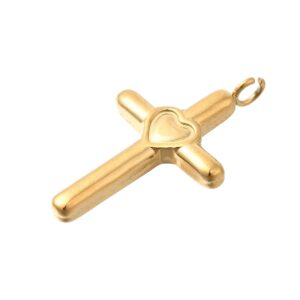 Privjesak križ, nehrđajući čelik SS304 vel. 21,5x12x2 mm,ION pozlata 18 karat.zlatom, 1 kom, SS10