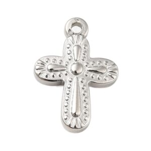 Privjesak Križ, nehrđajući čelik SS304, vel.19x13x3 mm, s kopčom, boja: inox IN10