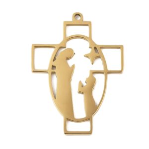 Privjesak križ, nehrđajući čelik SS304 vel. 32x24x1,5 mm,ION pozlata 18 karat.zlatom, s kopčom , 1 kom, SS10