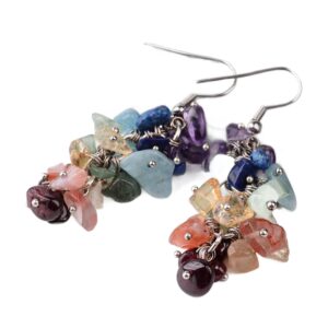 Naušni Čakre , nehrđajući čelik SS304 i poludrago kamenje vel. 55mm,  CZ3