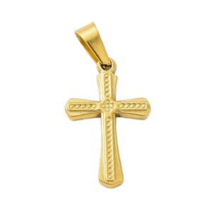 Privjesak Križ, nehrđajući čelik SS304, vel. 19x12x2 mm, pozlata, IN10