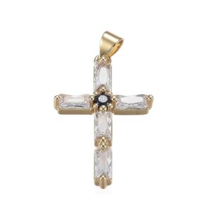 Privjesak Križ, pozlata 18 karat. zlatom, vel 18,5x28,5x3,5 mm , rupa 4x3,5 mm, 1 kom CZ3