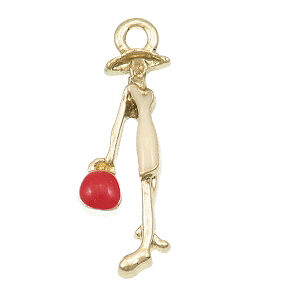 Privjesak Dama s šeširom i torbom, vel. 20x7 mm EM10