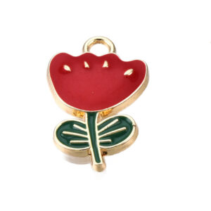 Privjesak emajl Cvijetić crveni vel.19x12x2,5 mm, 1 kom, EM19