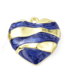 Privjesak Srce, veL.20x20,5x5,5 mm, 1 kom, boja: modra-zlatna EM4