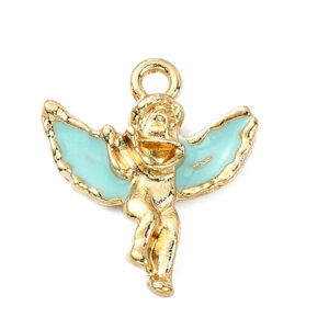 Privjesak emajl Anđeo, tirkizni, vel 18,5x16x4 mm,1 kom, EM11