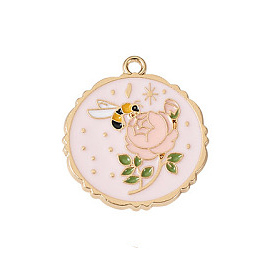 Privjesak Medaljon ruža s pčelom, vel.27x25x3 mm, 1 kom  EM18