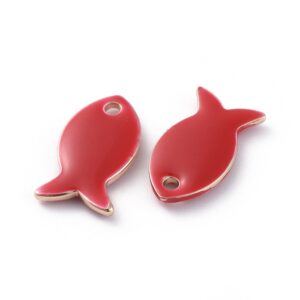 Privjesak emajl Riba crvena vel 13,5x7,5x2mm, 2 kom, EM16