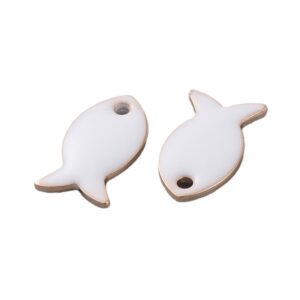 Privjesak emajl Riba bijela vel 13,5x7,5x2mm, 2 kom, EM16