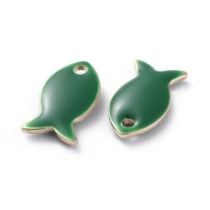 Privjesak emajl Riba zelena vel 13,5x7,5x2mm, 2 kom, EM16