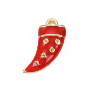 Privjesak emajl, Rog paprika, vel 19,5x13x4,5 mm, boja: crvena, 1 kom EM20