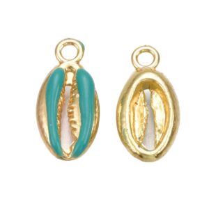 Privjesak emajl školjka 23x20 mm, tirkizna, 2 kom, EM18