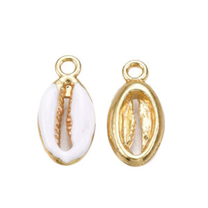 Privjesak emajl školjka 23x20 mm, bijela, 2 kom, EM18