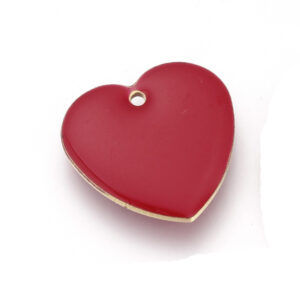 Privjesak emajl Srce, crveno, vel 16x16x3 mm 1 kom, EM12