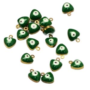 Privjesak emajl Srce zeleno, 10 kom, vel 9x7x5 mm, EM20