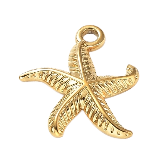 Privjesak Morska zvijezda od nehrđajućeg čelika SS304,vel 16x14x2mm, pozlata 18 karat.zlatom, 1 kom,SS108