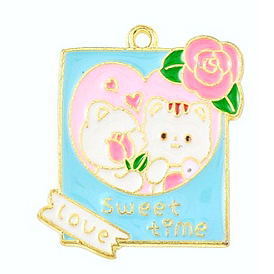 Privjesak emajl  Love Sweet time vel 27x24x1,5 mm, 1 kom, EM22