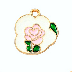 Privjesak emajl Love Rose vel 17x17x1,5 mm, 1 kom, EM22