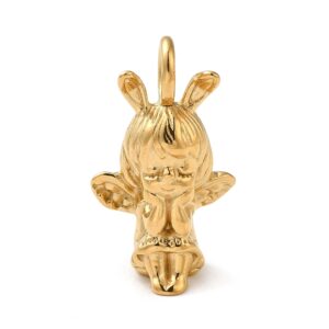 Privjesak Anđeo, 3 d, od nehrđajućeg čelika SS304 vel.25x16x10 mm, pozlata18 karat.zlatom, 1 kom, SS108