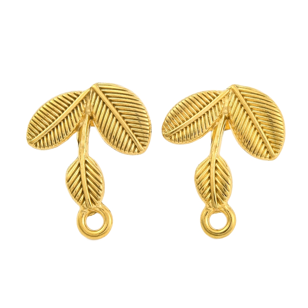 Kopča za naušnice Lišće od nehrđajućeg čelika SS304, vel 23x18,5 mm, 2 kom (1 par), pozlata SS45